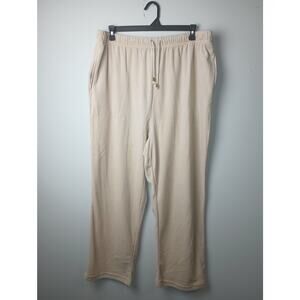 Kaktus Velour Tan Lounge Pants Women Size 3X Pockets Drawstring Straight leg